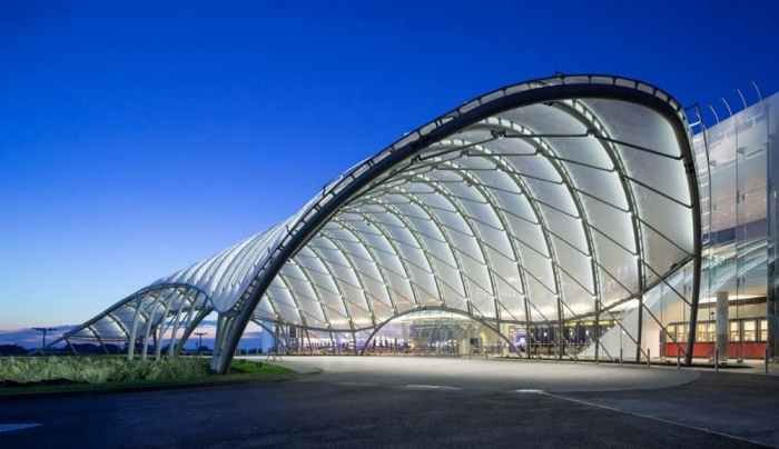 Tensile membrane structure building ptfe structures roof architecture etfe pvc fabric details pvdf mall shopping quality high detail bdir saved