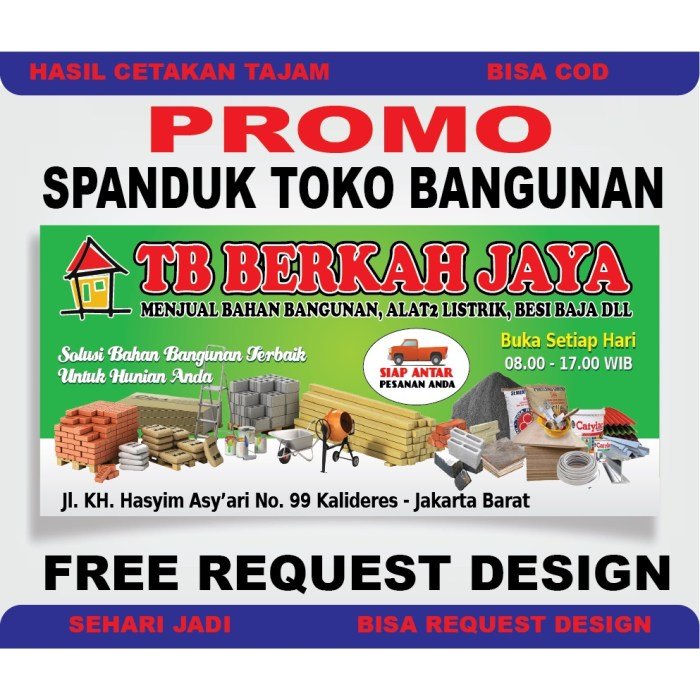 Spanduk toko bangunan keren