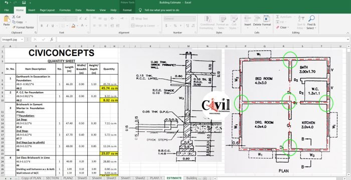 Menghitung kebutuhan material bangunan excel