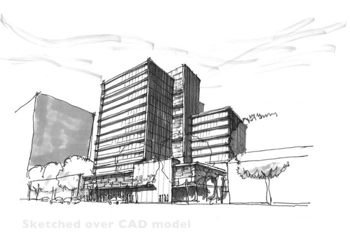 Sketsa arsitektur bangunan