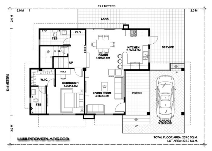 Denah rumah 2 lantai luas bangunan 150m2