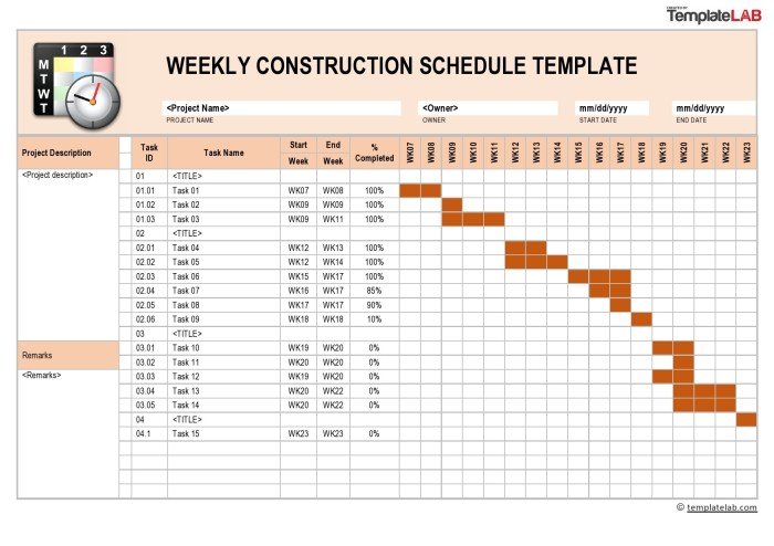 Schedule construction template weekly excel vertex42