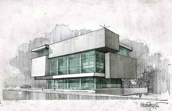 Sketsa arsitektur bangunan