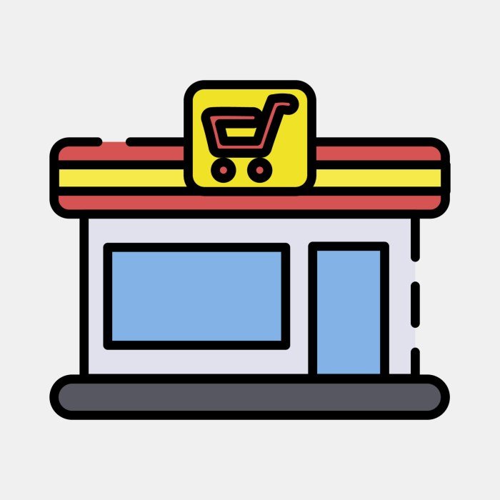 Minimarket tampak badung memanjang terlihat luas sehingga kesamping cukup