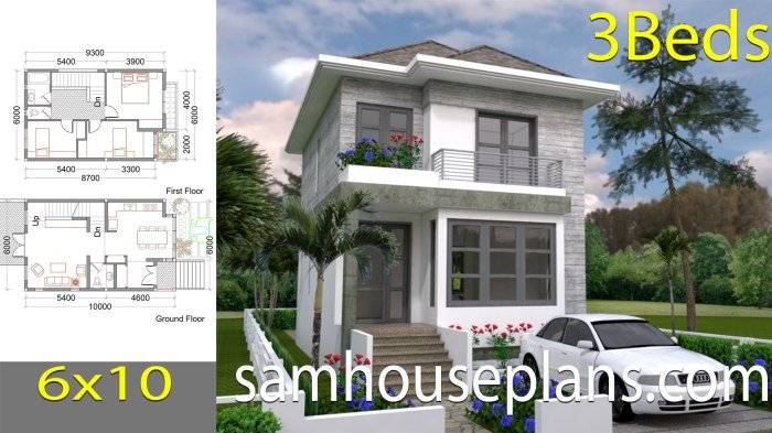 Desain rumah 6x10 2 kamar