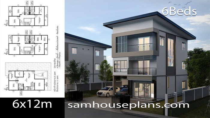 Desain rumah 6x12 tiga kamar