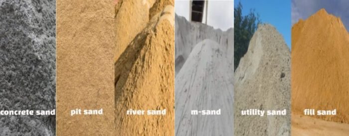 Sand type used house building strong types many there avoid dirty material yellow brown using