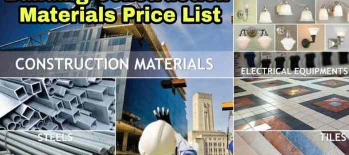 Daftar harga bahan bangunan 2018