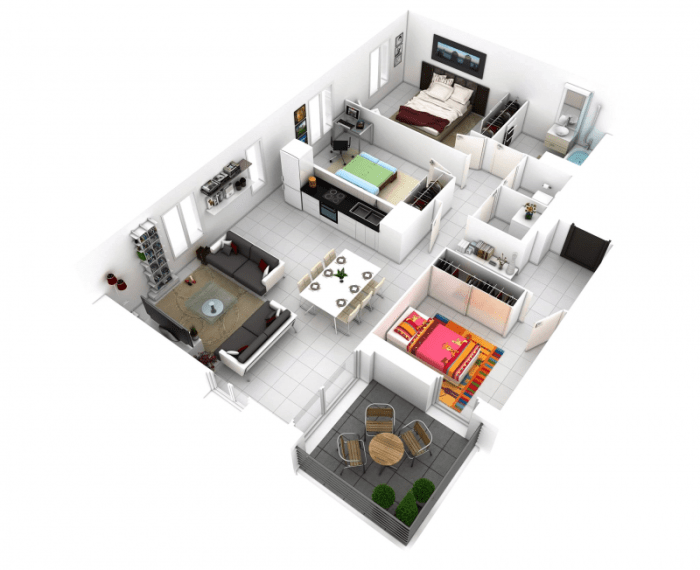 7x7 3d houseplans pequena disimpan