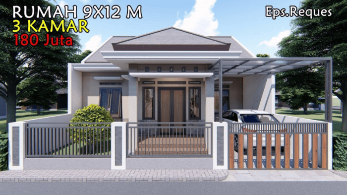 Desain rumah ukuran 9x12 terbaru