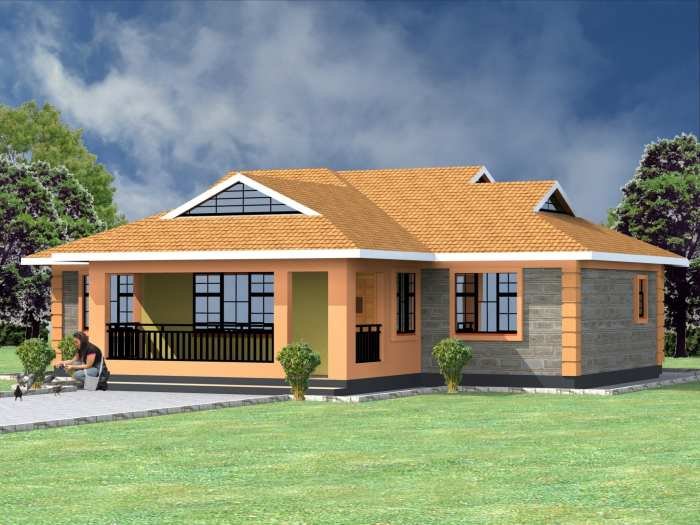 Desain rumah minimalis memanjang ke samping 3 kamar tidur