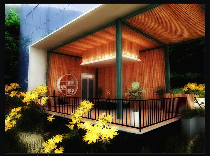 Desain rumah bambu