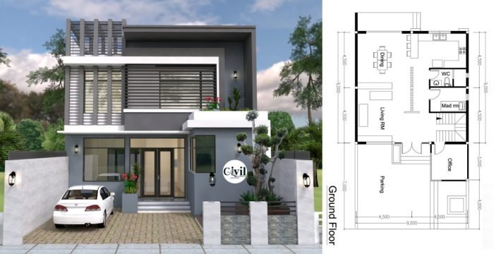 Desain rumah ukuran 8x9 3 kamar tidur