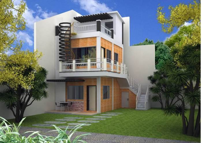 Storey house modern small story philippines plans square apartment simple 100 deck meter rooftop ideas three roof lot roofdeck tiny Desain rumah 3 lantai sederhana