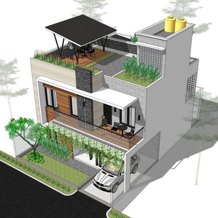 Desain rumah minimalis 2 lantai rooftop