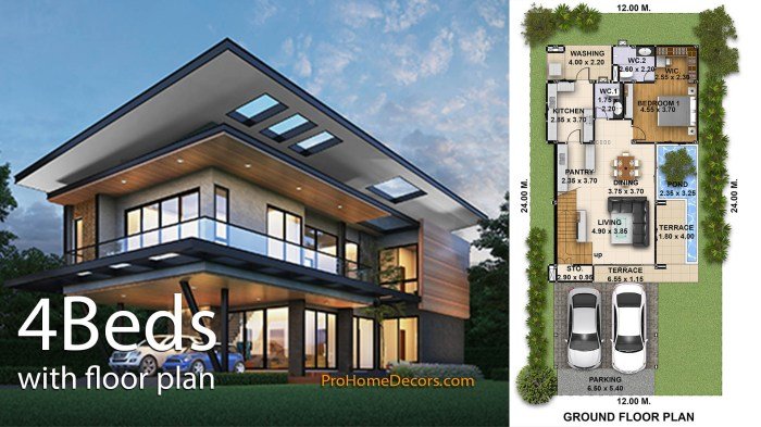 Desain rumah 4 kamar 2 lantai