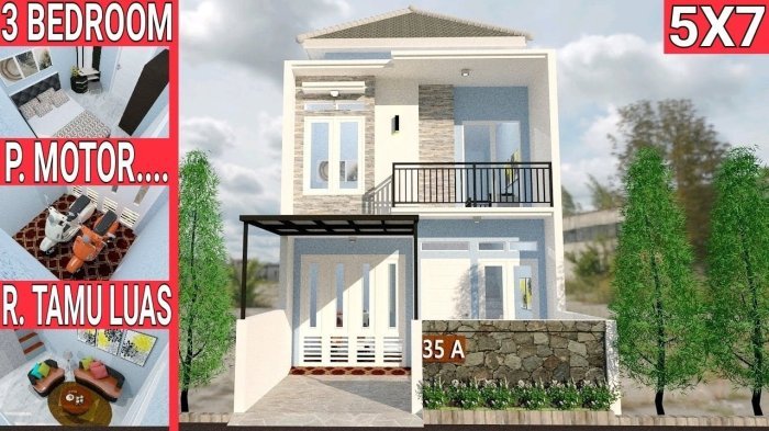 Desain rumah 5x7 2 lantai