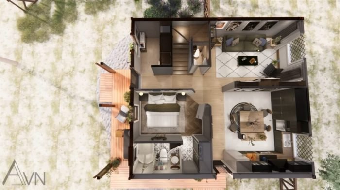 Desain luas lantai tanah minimalis 72m2