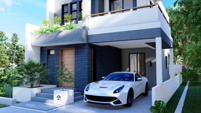Desain rumah minimalis 2 lantai 6x12 modern