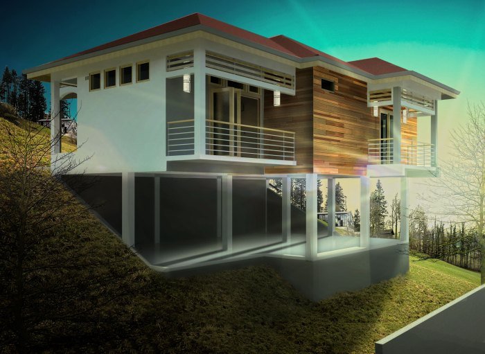 Desain rumah di tanah berundak