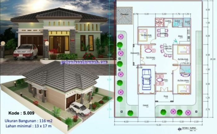 Desain rumah 1 5 lantai 3 kamar