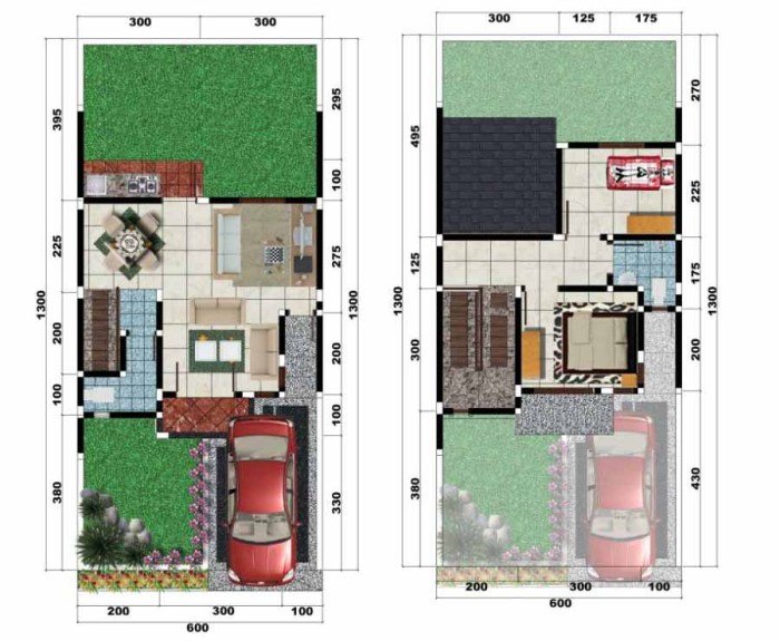 Desain rumah 2 lantai tanah 60m2