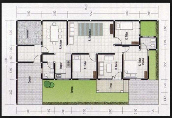 Desain rumah minimalis 3 kamar ukuran 7x10