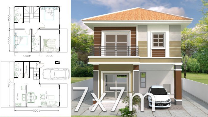 Desain rumah 7 x 10 2 lantai