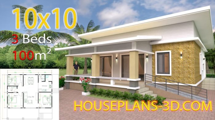 Desain rumah 10x20 1 lantai 3 kamar