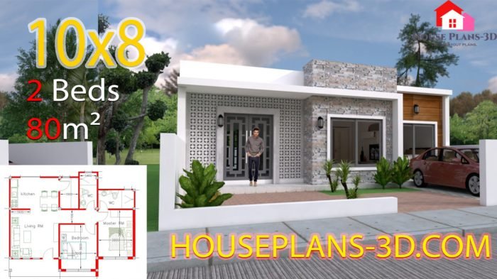 Desain rumah 8x10 2 kamar tidur