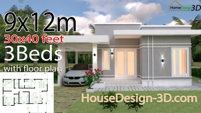 Desain rumah ukuran 9x12 3 kamar
