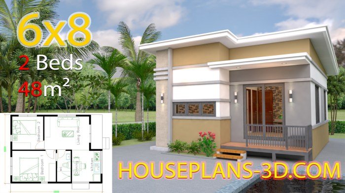 Desain rumah minimalis 6x8 2 kamar