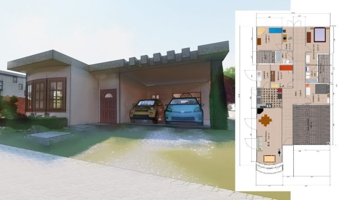 Desain rumah 10x20 4 kamar
