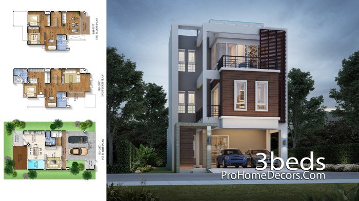 Desain rumah ukuran 7x15 dengan 3 kamar tidur