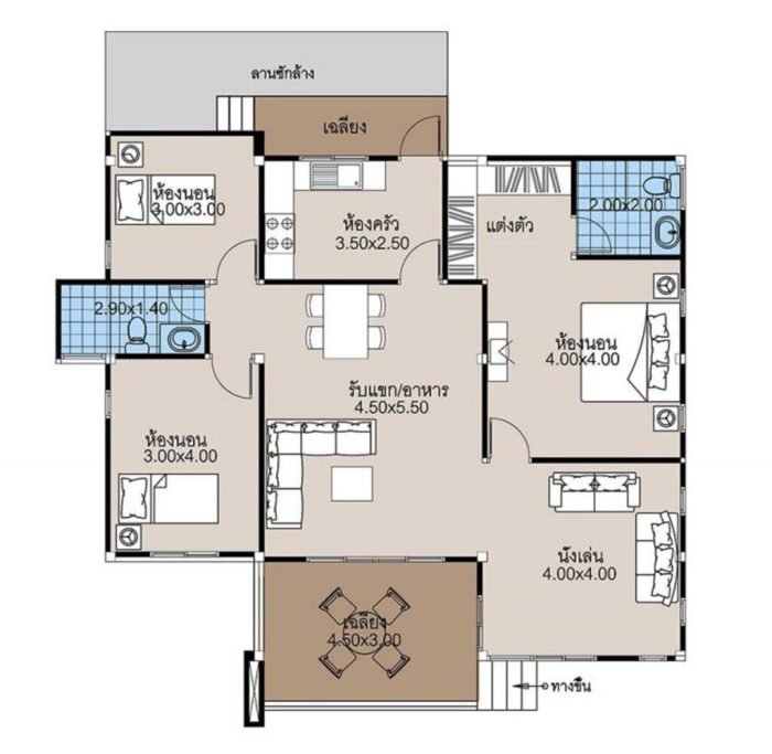 Desain rumah minimalis 5x12 3 kamar tidur