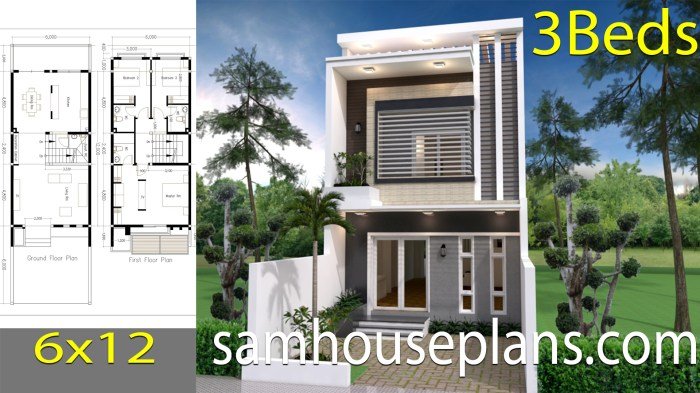 Desain rumah 6x12 2 lantai