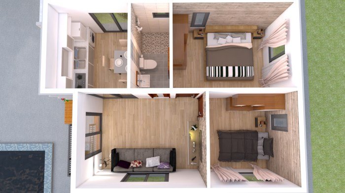 Desain rumah minimalis 6x8 2 kamar
