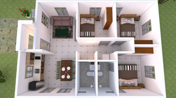 Desain rumah 7x10 3 kamar tidur