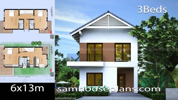 Desain rumah 6x13 3 kamar