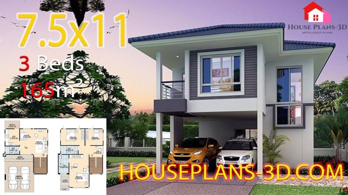 Desain rumah 8x8 meter 3 kamar