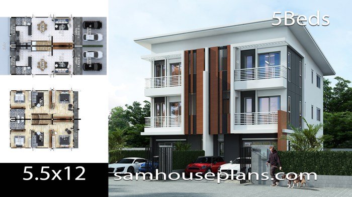 Desain rumah 5x12 satu lantai