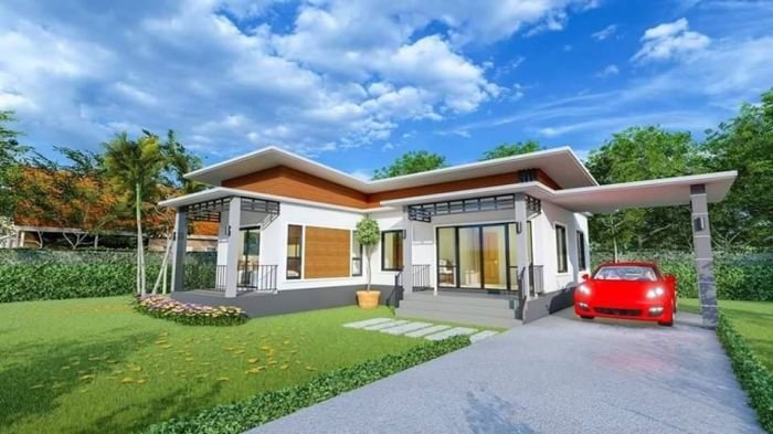 Desain rumah leter l modern