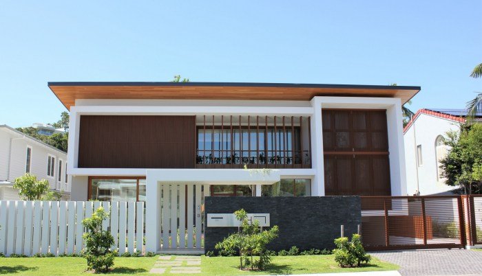 Desain rumah 2 lantai minimalis tropis modern fasade depan