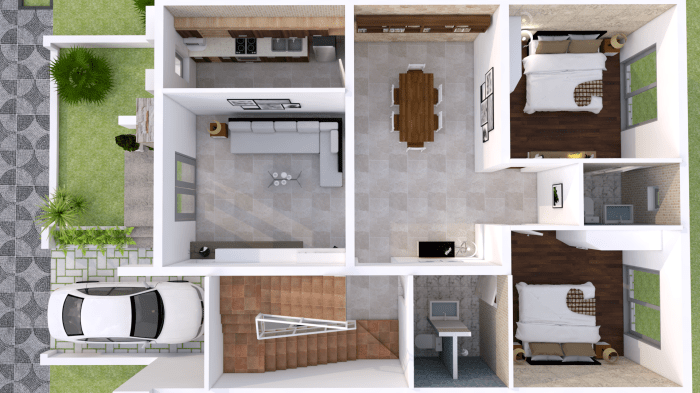Desain rumah 9x12 4 kamar tidur