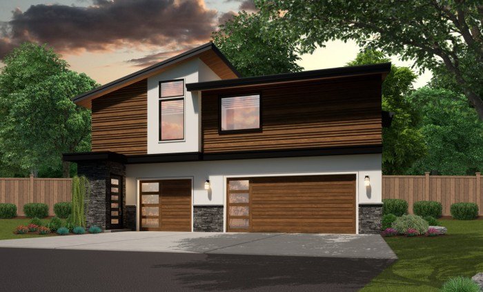 Desain rumah garasi di tengah
