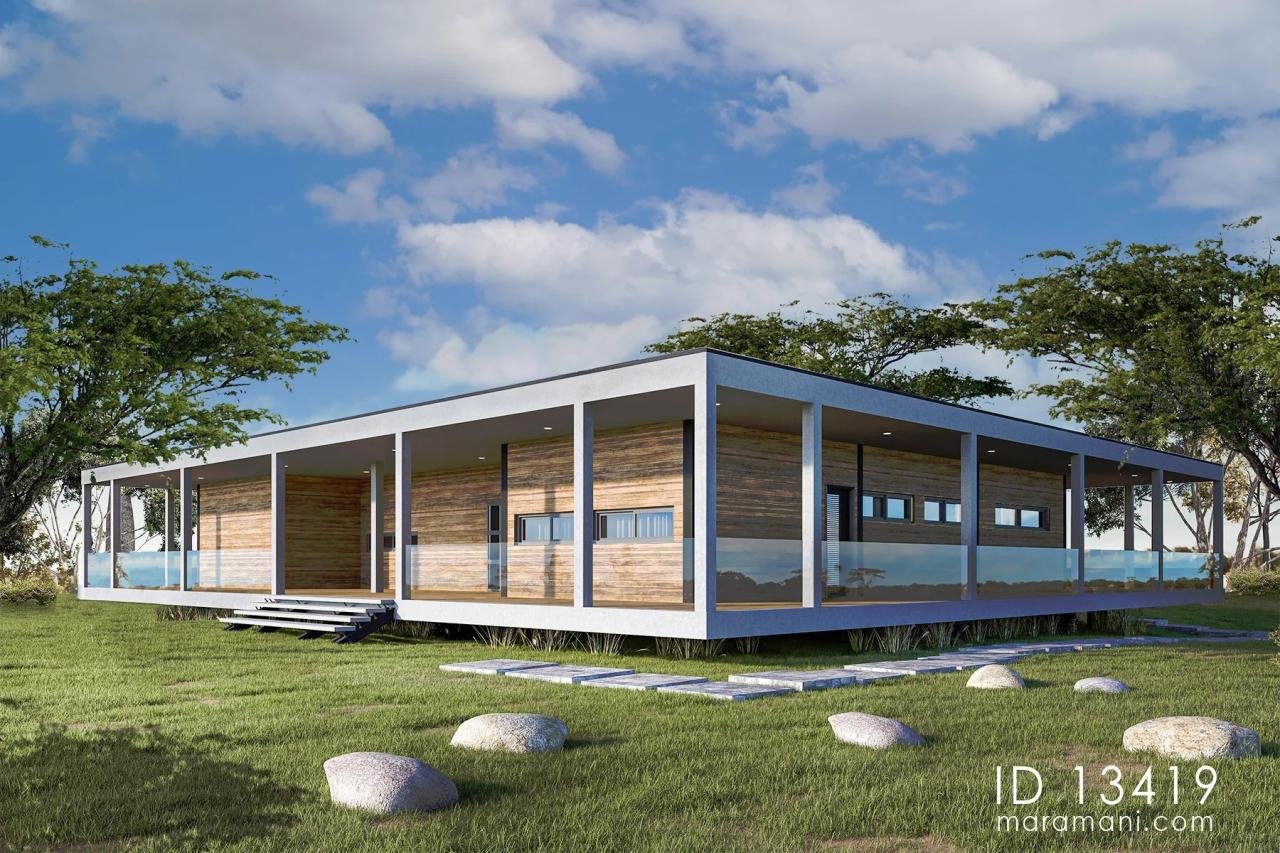 Desain rumah minimalis 3 kamar memanjang