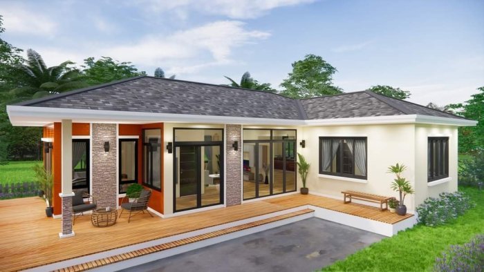 Desain rumah leter l modern