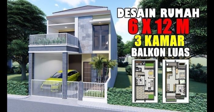 Ukuran 6x12 desain rumah minimalis 2 lantai 6x12