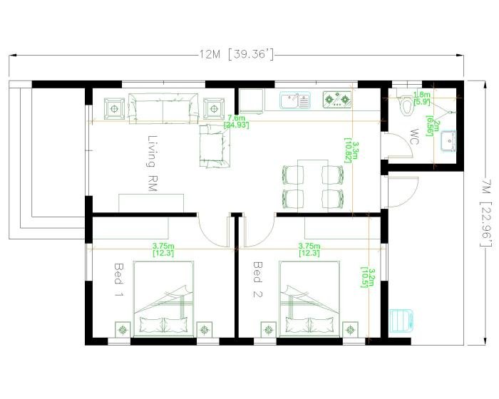 Desain rumah ukuran 7x12