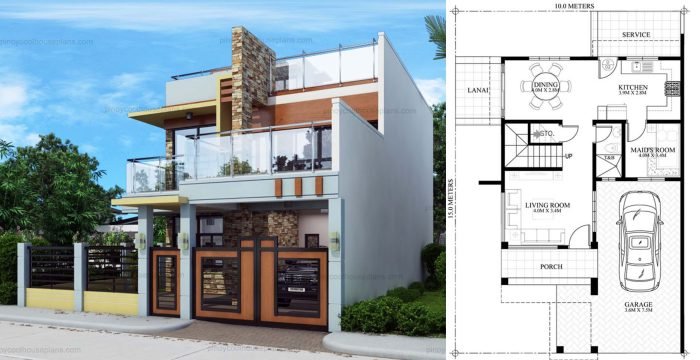 Desain rumah toko 2 lantai 6x12
